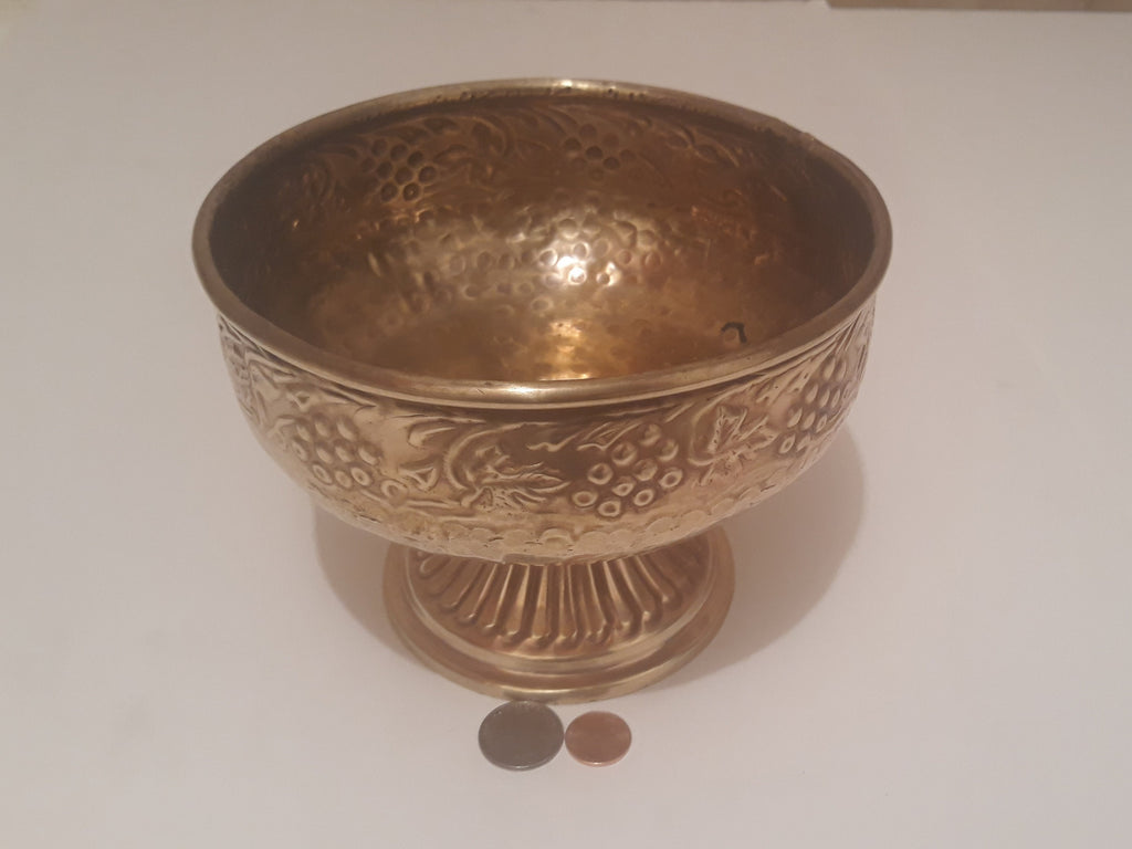 Vintage Brass Candy Bowl, Dish, Container, Planter, 7" x 5 1/2", Grape Vine Design, Home Decor, Table Decor, Shelf Display