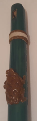 Vintage Wooden Green Flute, Musical Instrument, 14 1/2" Long, Room Decor, Shelf Display, Fun to Play