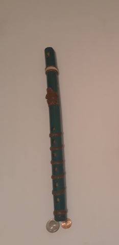 Vintage Wooden Green Flute, Musical Instrument, 14 1/2" Long, Room Decor, Shelf Display, Fun to Play