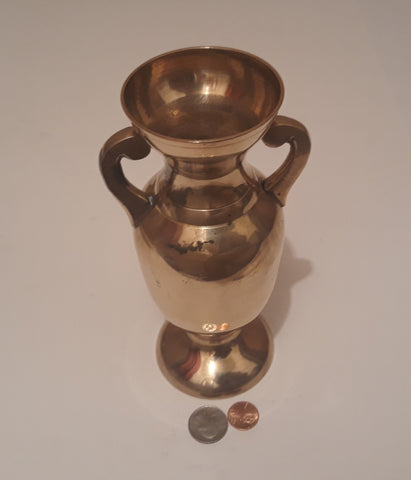 Vintage Metal Brass Vase, 8" Tall, Table Decor, Shelf Display, This Can Be Shined Up Even More.