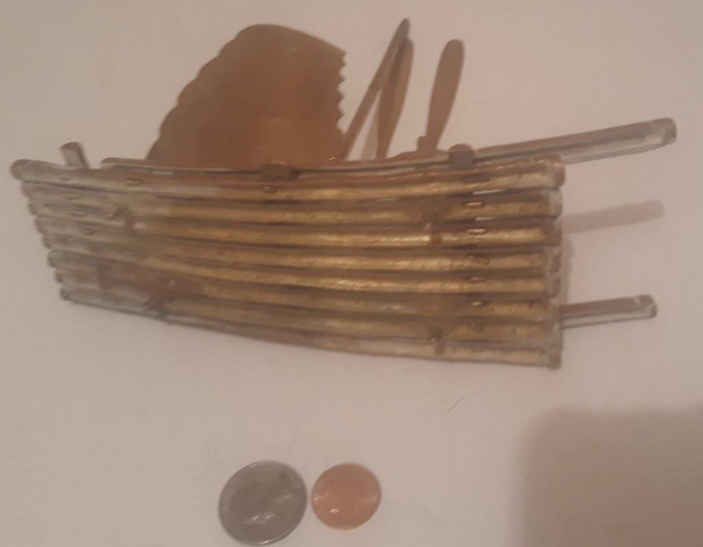 Vintage Brass Metal Boat, 7 1/2" Long, Home Decor, Table Display, Shelf Display, This Can Be Shined Up Even More