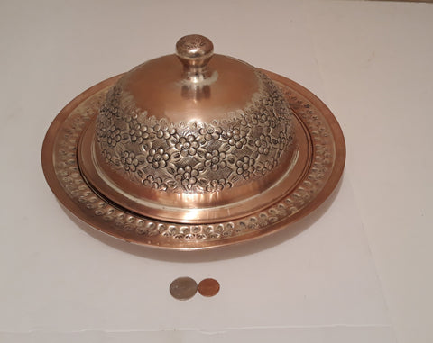 Vintage Metal Food Tray, Dish, Cover, 12 1/2" and 10" Wide Cover, Table Decor, Kitchen Decor, Shelf Display