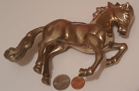 Vintage Metal Brass Horse, 6" x 6" Heavy Duty, Weighs 1 3/4 Pounds, Shelf Display, This Can Be Shined Up Even More