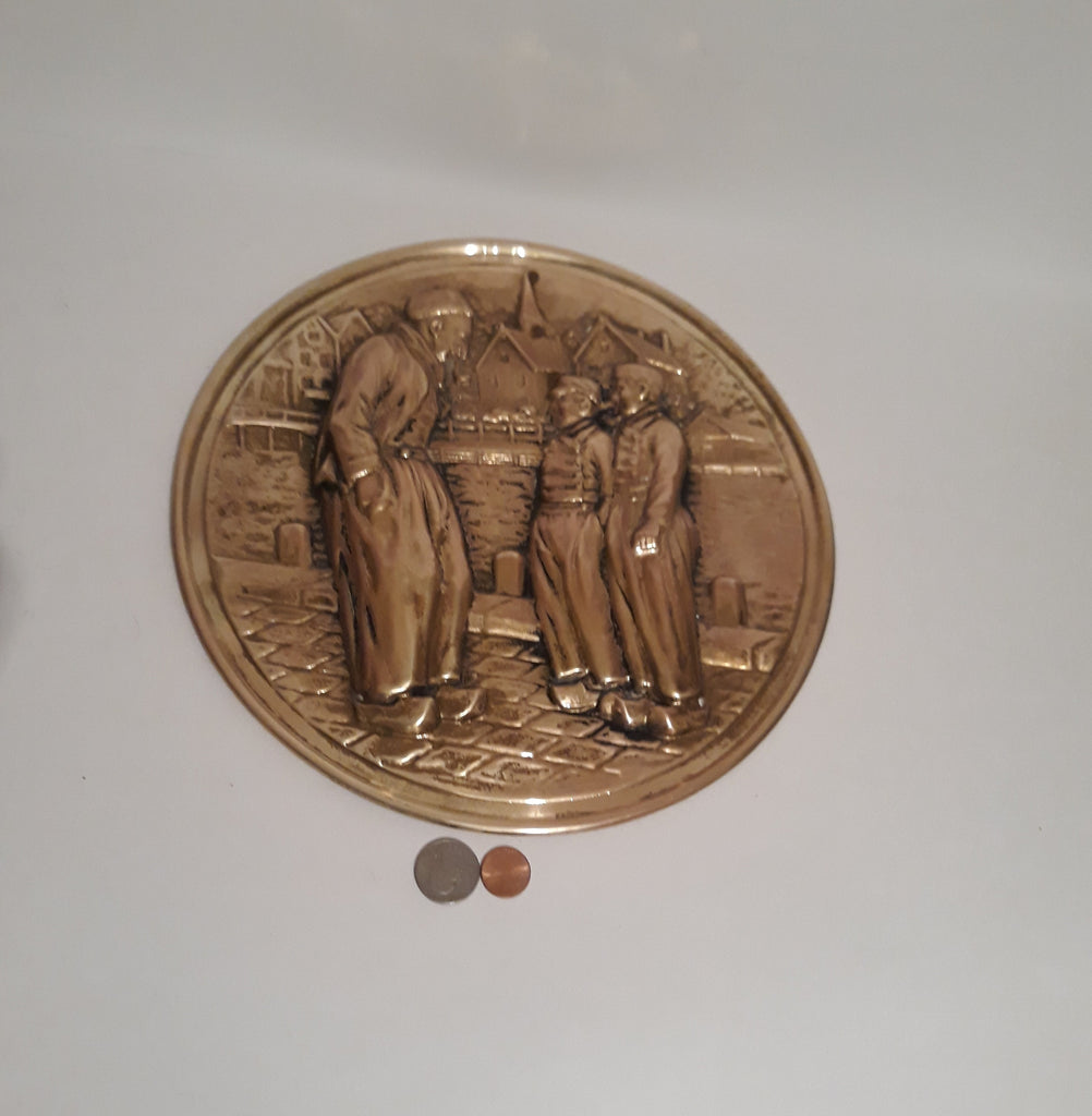Vintage Metal Brass Wall Hanging, 11" Wide, Men, Home Decor, Shelf Display, This Can Be Shined Up Even More