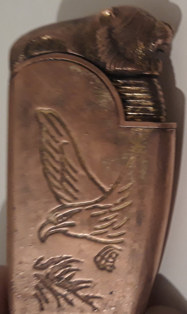 Vintage Metal Brass Lighter, Engraved Eagle, Animal on Top, Cigarettes, Cigars, Smoking, Gas, Does Not Light Up, Could Be Empty