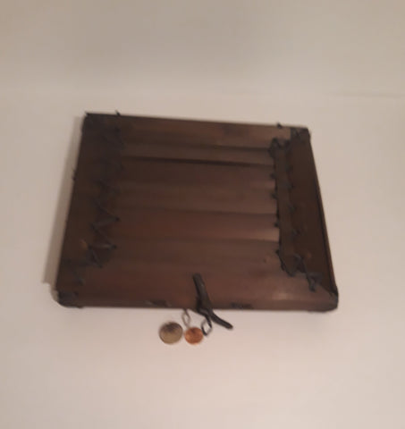Vintage Wooden Storage Box, Stash Box, 10" x 9" x 2", Bamboo Box, 9 Compartment Box, Dresser Decor, Table Display, Shelf Display