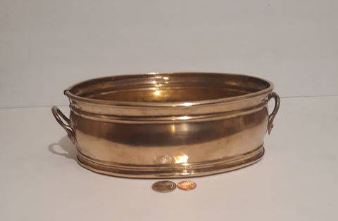 Vintage Metal Brass Planter with Handles, 9" x 6" x 3", Table Display, Home Decor, Shelf Display,  This Can Be Shined Up Even More