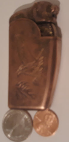 Vintage Metal Brass Lighter, Engraved Eagle, Animal on Top, Cigarettes, Cigars, Smoking, Gas, Does Not Light Up, Could Be Empty