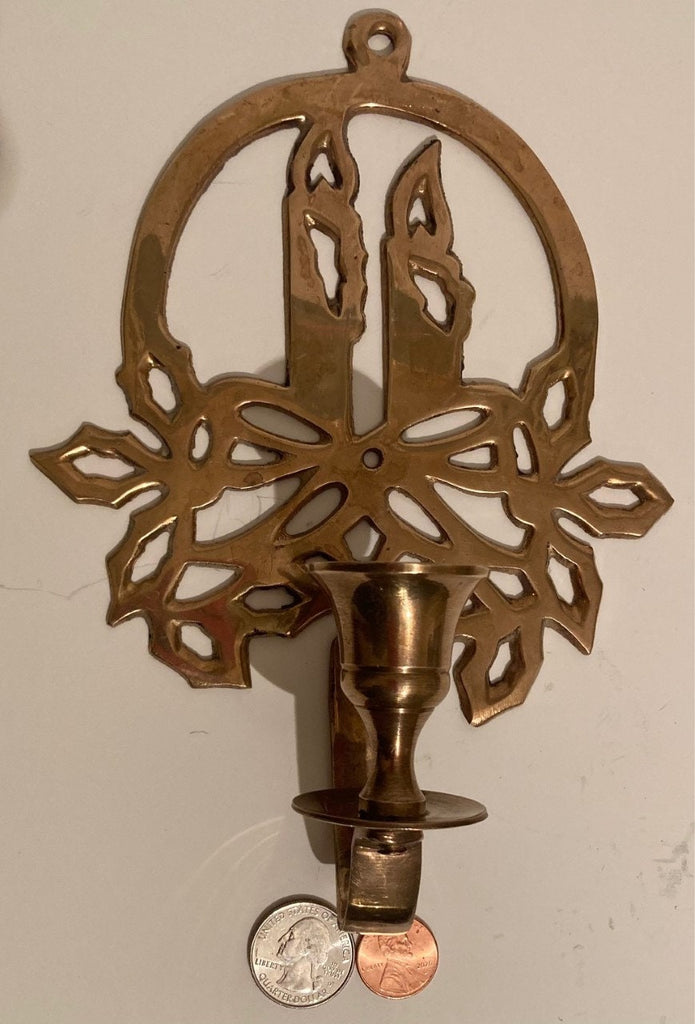 Vintage Metal Brass Wall Hanging Candlestick Holder, 8 1.2" Tall, Quality, This Can Be Shined Up Even More