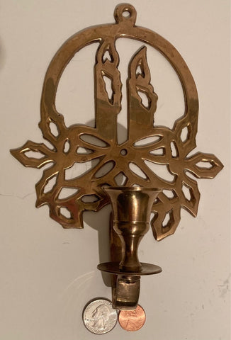 Vintage Metal Brass Wall Hanging Candlestick Holder, 8 1.2" Tall, Quality, This Can Be Shined Up Even More