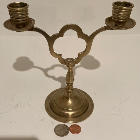 Vintage Metal Brass Candlestick Holder, 7 1/2" x 7", Quality, Table Decor, Shelf Display, This Can Be Shined Up Even More