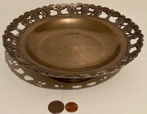 Vintage Metal Brass Tray, Dish, 9" x 2 1/2", Kitchen Decor, Table Decor, Shelf Display, This Can Be Shined Up Even More