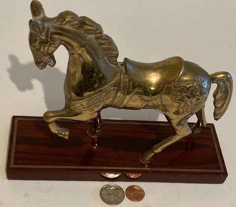 Vintage Metal Brass Horse On A Stand, 8 1/2" x 7", Home Decor, Table Display, Shelf  Display, This Can Be Shined Up Even More