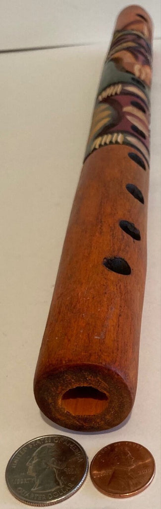 Vintage Hand Carved Musical Flute, Totem Pole, Face, Person, Indian, Quality Work, Heavy Duty Feel, 17" Long and 1 1/4" Wide, Intricate