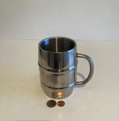 Vintage Metal Silver Keg Mug, Cup, Stein, Beer Mug, Drinking Cup, Bar Decor, Shelf Display