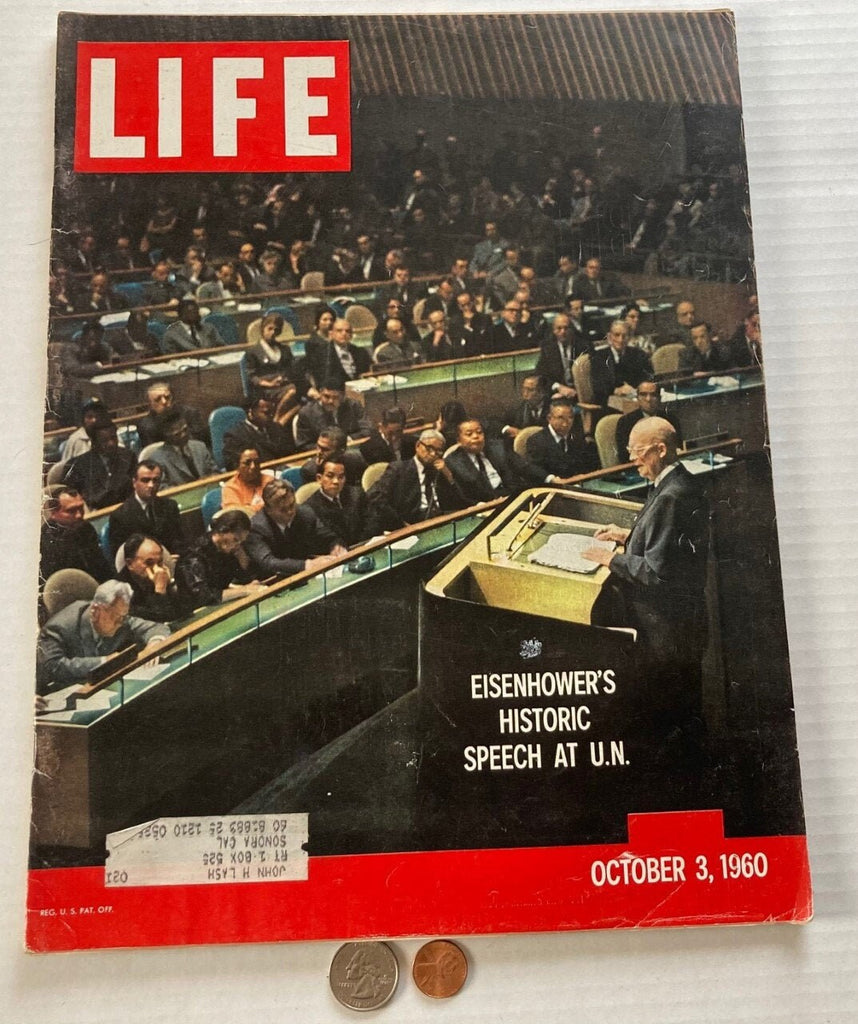 Vintage 1960 Life Magazine, Eisenhower's Historic Speech at U.N., Magazine