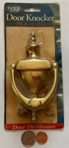 Vintage Metal Brass Door Knocker, Still in the Package, Solid Brass, Directions, Instructions, Old Hardware Package, Quality Brass Door