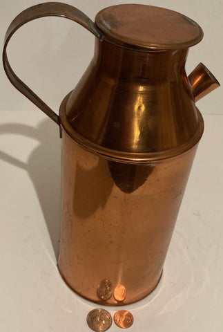 Vintage Metal Copper Pitcher, 10 1/2" Tall, Quality, Heavy Duty, Table Display, Shelf Display, This Can Be Shined Up Even More