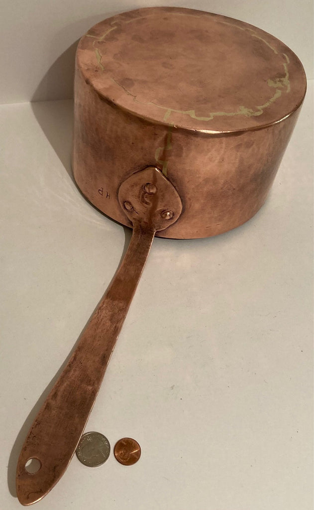 Vintage Copper and Brass Cooking Pot, 18 1/2" Long and 8 1/2" x 4 1/2" Pan Size, Weighs 3 3/4 Pounds, Heavy Duty, Quality