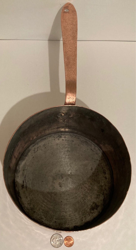 Vintage Copper and Brass Cooking Pot, 18 1/2" Long and 8 1/2" x 4 1/2" Pan Size, Weighs 3 3/4 Pounds, Heavy Duty, Quality