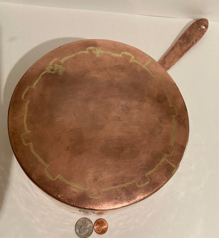 Vintage Copper and Brass Cooking Pot, 18 1/2" Long and 8 1/2" x 4 1/2" Pan Size, Weighs 3 3/4 Pounds, Heavy Duty, Quality