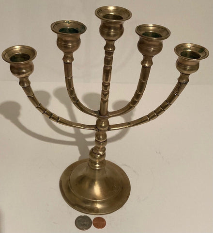 Vintage Metal Brass Candlestick Holder, 10 1/2" x 8 1/2", Religious, Quality, Heavy Duty, Home Decor, Table Display, Shelf Display