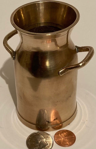 Vintage Metal Brass Milk Can Jar, 4" Tall, Kitchen Decor, Table Decor, Shelf Display, This Can Be Shined Up Even More