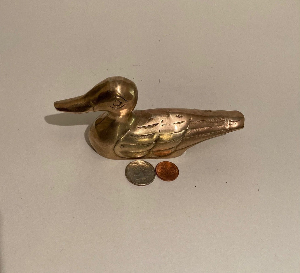 Vintage Metal Brass Duck, Mallard, 6" Long, Paperweight, Desk Decor, Shelf Display, This Can Be Shined Up Even More