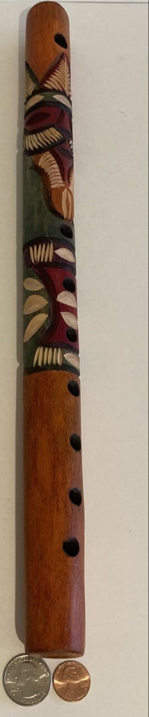 Vintage Hand Carved Musical Flute, Totem Pole, Face, Person, Indian, Quality Work, Heavy Duty Feel, 17" Long and 1 1/4" Wide, Intricate