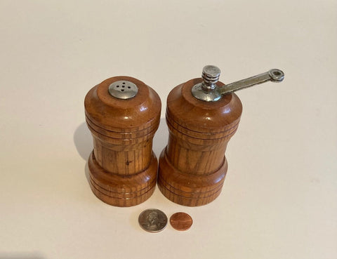 Vintage Set of Wooden Salt & Pepper Shakers, Shaker Set, Made in USA, Quality, Olde Thompson, Kitchen Decor, Table Display, Shelf Display