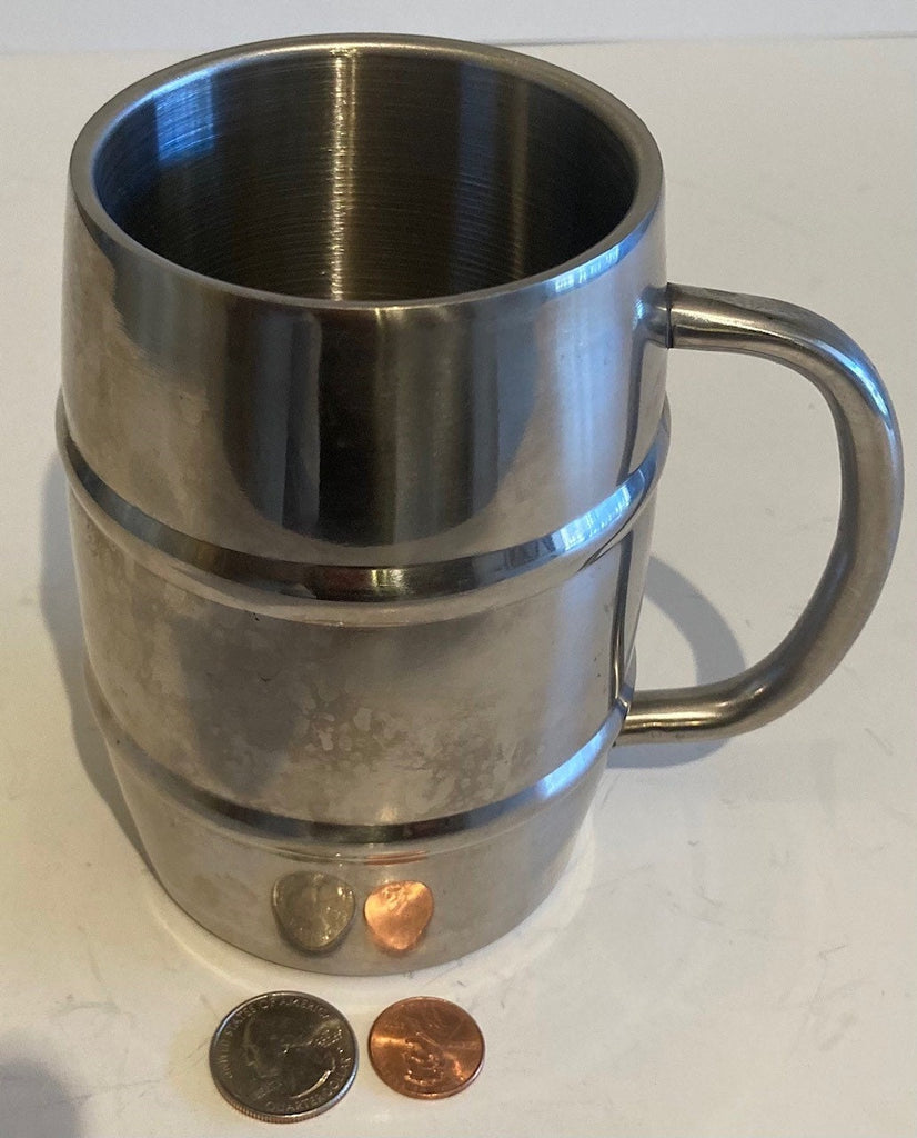 Vintage Metal Silver Keg Mug, Cup, Stein, Beer Mug, Drinking Cup, Bar Decor, Shelf Display