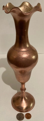 Vintage Metal Brass Vase, 12" Tall, Heavy Duty, Home Decor, Table Display, Shelf Display, This Can Be Shined Up Even More