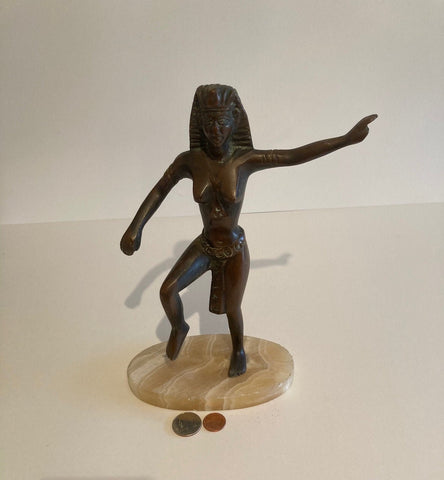 Vintage Metal Bronze Statue, Figurine, Lady, Egyptian, Heavy Duty, 10" Tall, Really Cool Statue, Weighs 2 Pounds, Home Decor, Table Display,