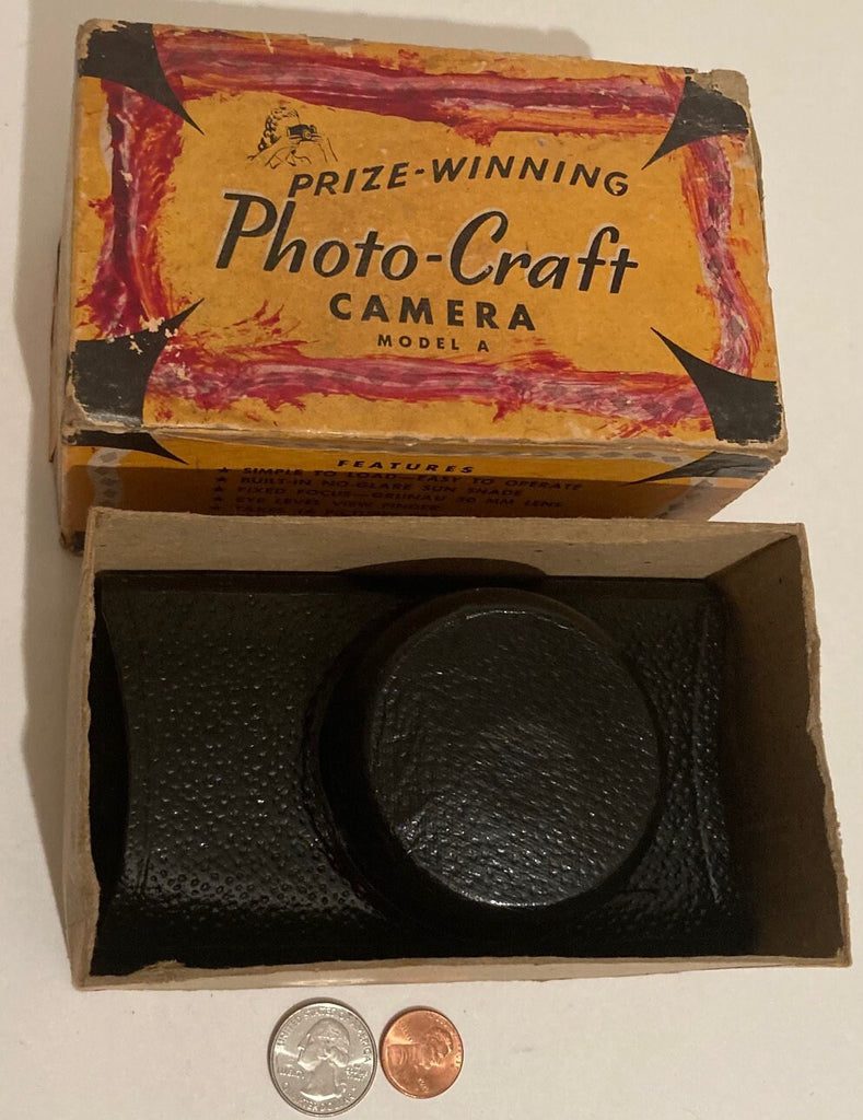 Vintage Camera Prize Winning Photo-Craft Camera, Model A, Made in USA, Camera, Case and Box, Photography, Pictures, Home Decor