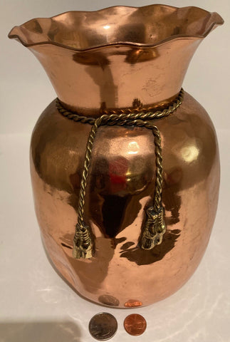 Vintage Metal Copper and Brass Vase, Planter, Plants, Flowers, 9" x 5 1/2", Quality, Home Decor, Table Display, Shelf Display