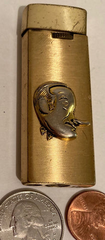 Vintage Metal Brass Lighter, Big Nose Man, Cigarette, Cigars, Made in Japan, Intelite, Fun Lighter. No Fluid