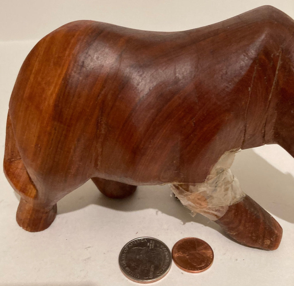 Vintage Wooden Hand Crafted Rhino, Rhinoceros, Animal, Carved, Kenya, 7" x 4", Quality, Art, Statue, Home Decor, Table Display