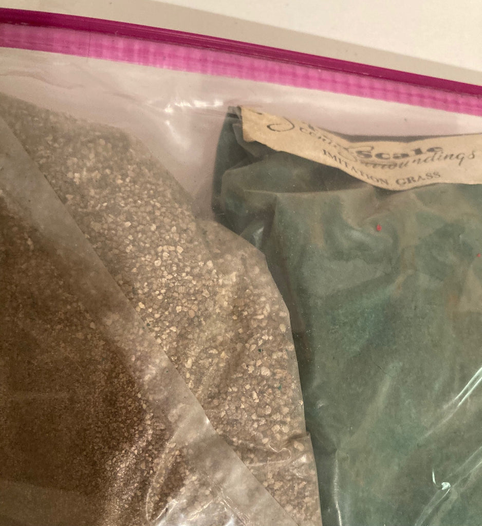 Vintage Bag of Older Model Train Supplies, Track, Earth Products