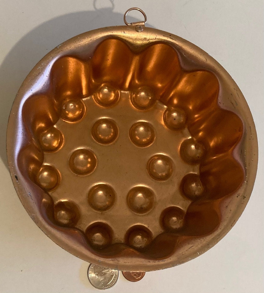 Vintage Metal Copper Colored Jello Mold, Cake, Fruit, More, 7" x 3", Kitchen Decor, Wall Hanging, Shelf Display.
