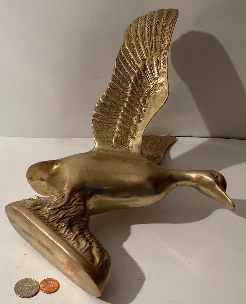 Vintage Metal Brass Duck, Heavy Duty, Quality, 12" Tall, Weighs 3 Pounds, Bird, Goose, Fowl, Home Decor, Table Display, Shelf Display