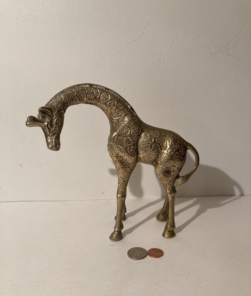 Vintage Metal Brass Giraffe, 9" x 8", Africa, Nature, Home Decor, Table Display, Shelf Display, This Can Be Shined Up Even More