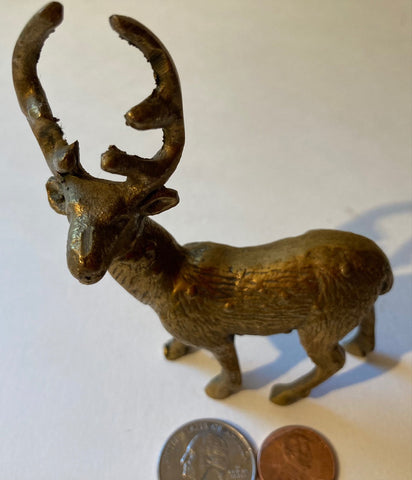 Vintage Metal Brass Deer, Buck, 4" Tall, Home Decor, Desk Decor, Paperweight, This Can Be Shined Up Even More.