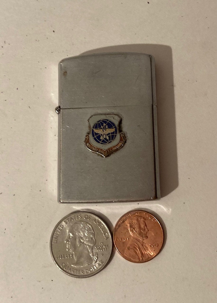 Vintage Metal Lighter, Military Airlift Command, Quality, Made in Japan, Crest Craft, Travis AFB Driver School, Honor Student of Class 67