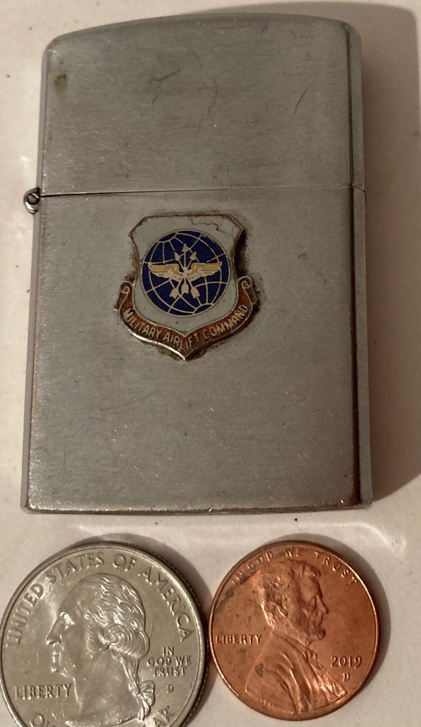 Vintage Metal Lighter, Military Airlift Command, Quality, Made in Japan, Crest Craft, Travis AFB Driver School, Honor Student of Class 67