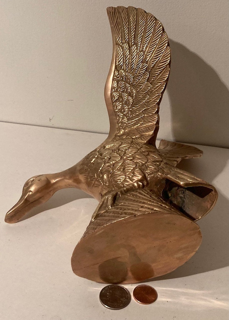 Vintage Metal Brass Duck, Mallard, Bird, Heavy Duty, 9 1/2" Tall, Weighs 3 3/4 Pounds, Statue, Door Stop, Table Display, Shelf Display