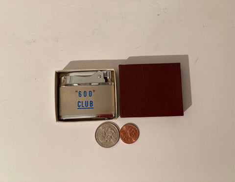 Vintage Metal Brother-Lite Lighter in Box, 600 Club, Midtown Recreation Bowling, Fostoria, O, Made in Japan, Cigarettes, Cigars, Smoking