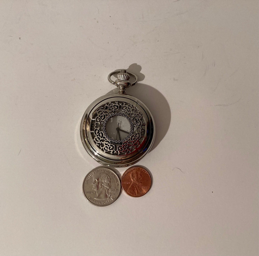 Vintage Metal Pocket Watch, Intricate Design, Clock, Time, Style