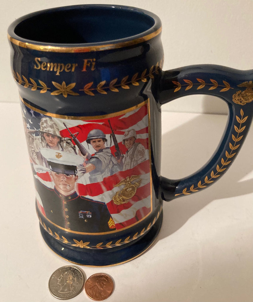 Vintage Ceramic Mug, Stein, United States Marines, Semper Fi, Number Stein, Quality, Shelf Display