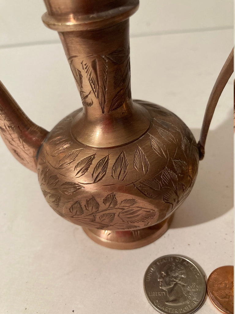 Vintage 2 Pieces of Copper, Pitcher, Vase, Pitcher is 6" Tall, Home Decor, Table Display, Shelf Display, These Case be shined Up Even More