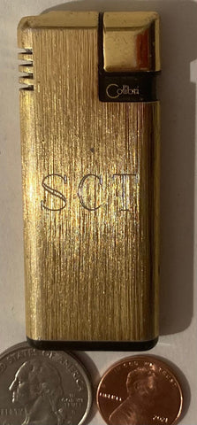 Vintage Metal Lighter, Brass, Colibri, SCT Initials, Made in Japan, Cigarettes, More